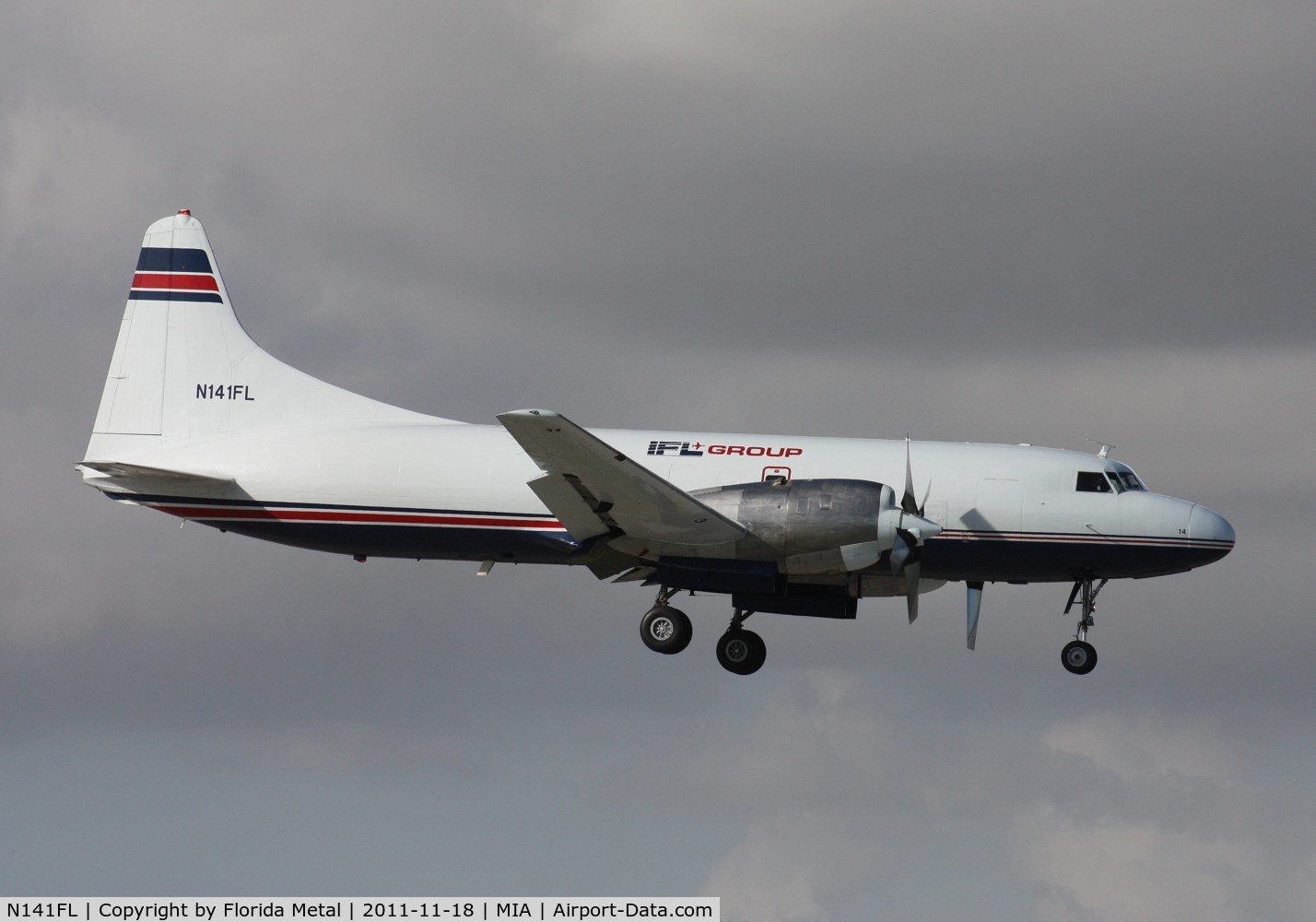 N141FL, 1953 Convair 580 C/N 111, IFL Group Convair 580 landing by El Dorado