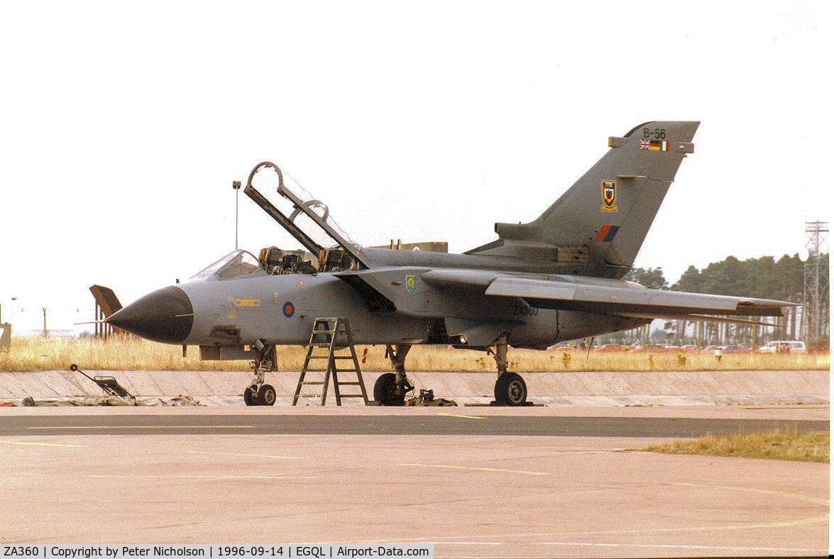 ZA360, 1981 Panavia Tornado GR.1 C/N 041/BS010/3021, Tornado GR.1 of the Tri-National Tornado Training Establishment (TTTE) at RAF Cottesmore on the flight-line at the 1996 RAF Leuchars Airshow.