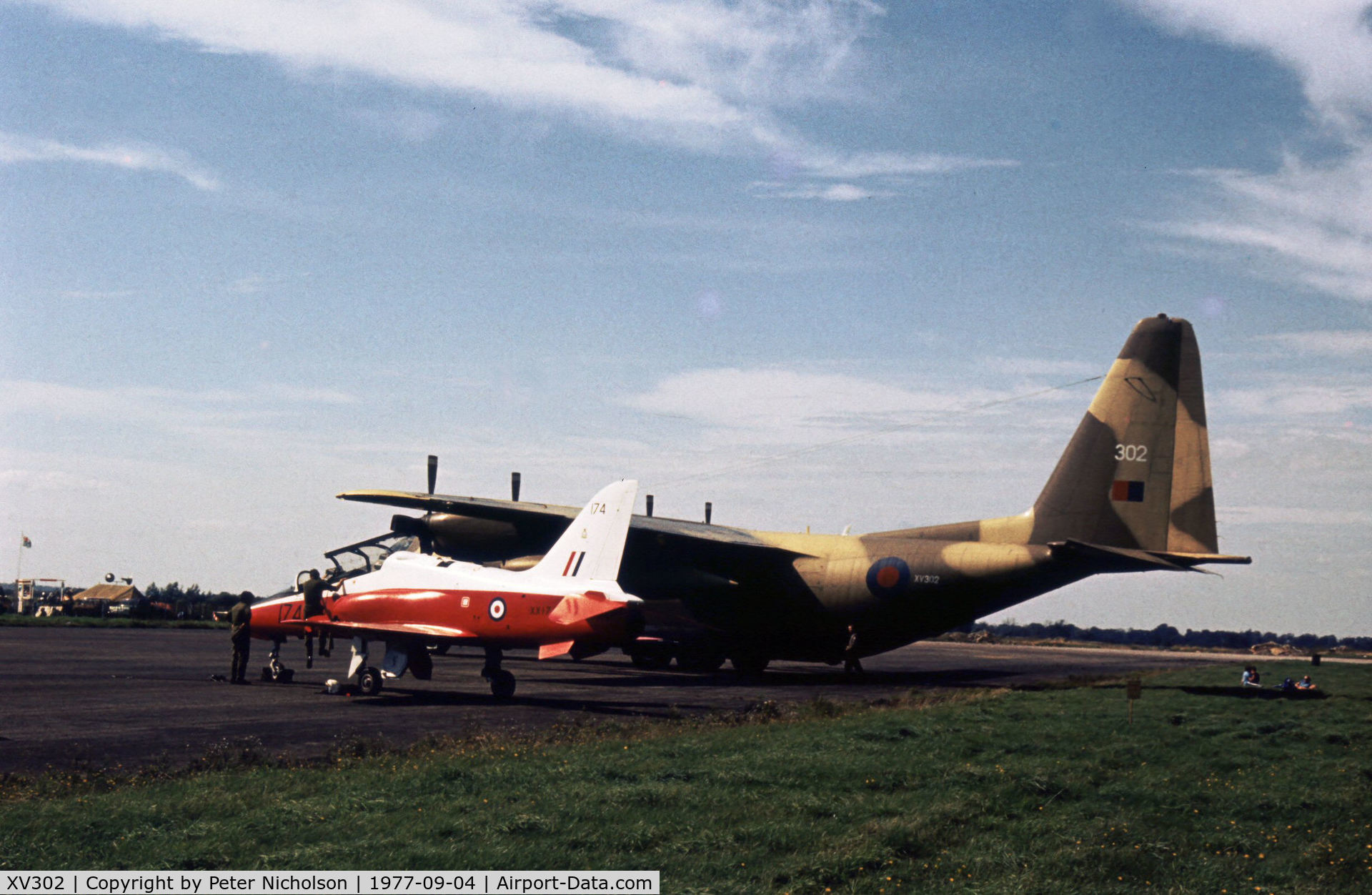 XV302, Lockheed C-130K Hercules C.1 C/N 382-4270, Hercules C.1 of 47 Squadron at RAF Lyneham on display at the 1977 RAF Waterbeach display.