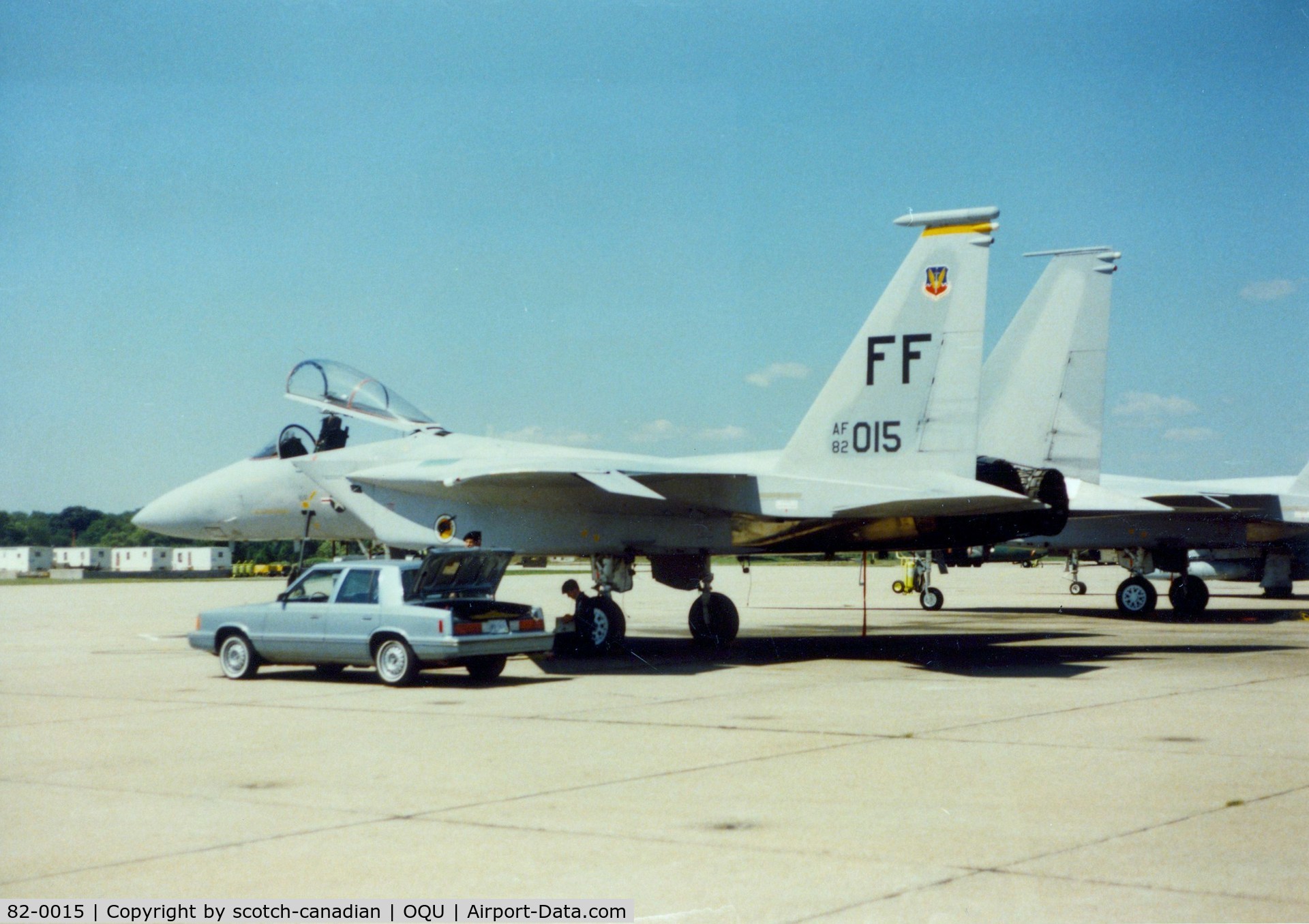 82-0015, 1982 McDonnell Douglas F-15C Eagle C/N 0828/C246, 1982 McDonnell Douglas F-15C S/N 82-0015 at Quonset State Airport, North Kingstown, RI - circa 1980's