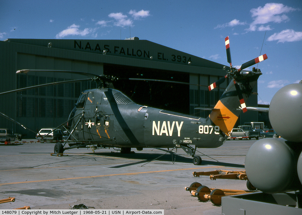 148079, Sikorsky UH-34D Seahorse C/N 58-1193, This A/C was used as one of our SAR Helos at NAAS Fallon, Nev. in the late 60'. This photo was taken in May of 1968. The movie 