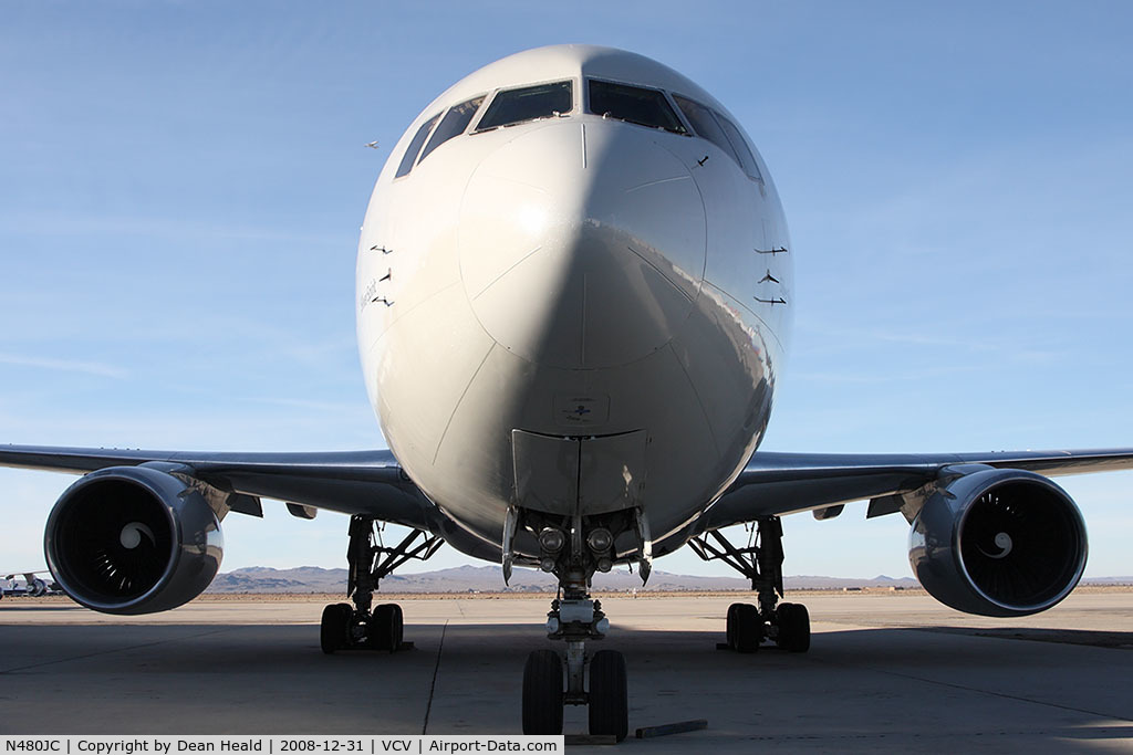 N480JC, 1986 Boeing 767-216 C/N 23624, Ex G-SJET, now owned by a leasing company, seen here at Victorville.