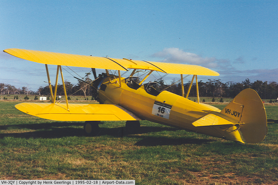 VH-JQY, 1943 Boeing E75 C/N 75-5793, Skyrace Tasmania , Valleyfield