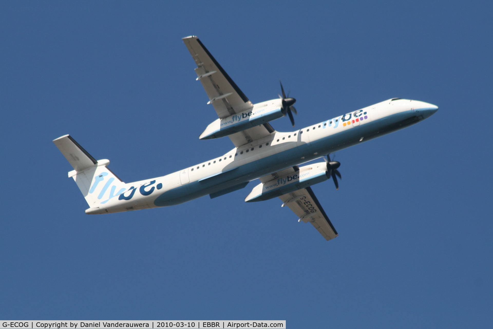 G-ECOG, 2008 De Havilland Canada DHC-8-402Q Dash 8 C/N 4220, Flight BE594 is climbing from RWY 07R