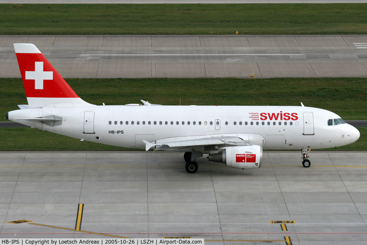 HB-IPS, 1997 Airbus A319-112 C/N 734, taxi to rwy in use