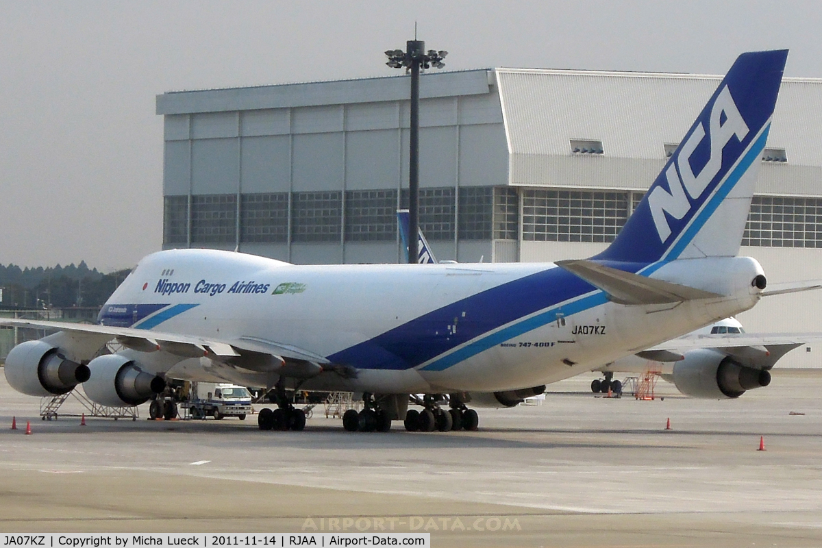 JA07KZ, 2008 Boeing 747-4KZF C/N 36134, At Narita