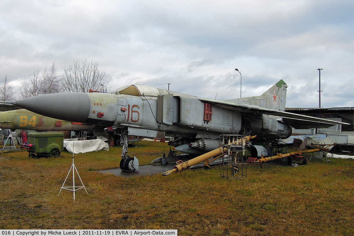 016, Mikoyan-Gurevich MiG-23MF C/N Not found 016, At the Aviomuzejs, Riga