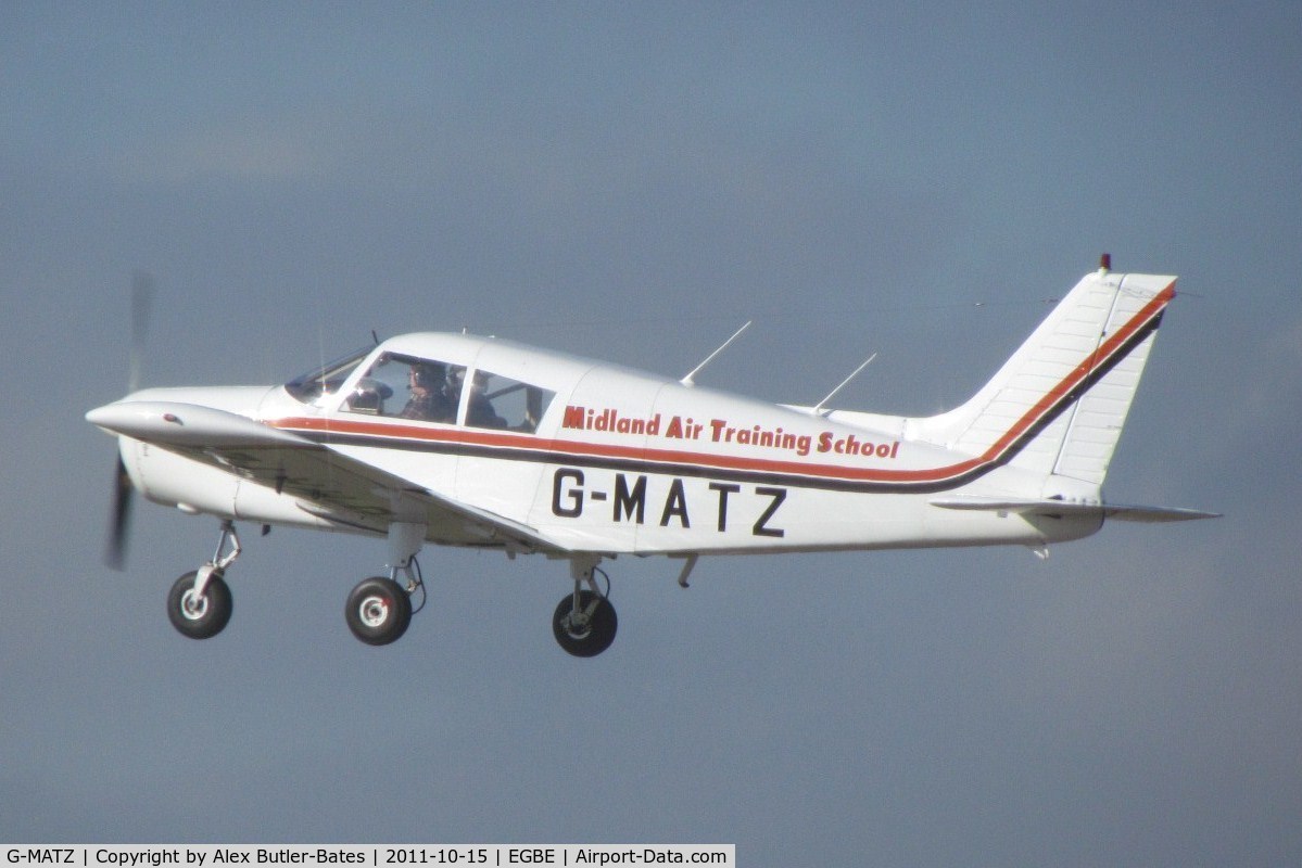G-MATZ, 1972 Piper PA-28-140 Cherokee C/N 28-7325200, Seconds before touching down