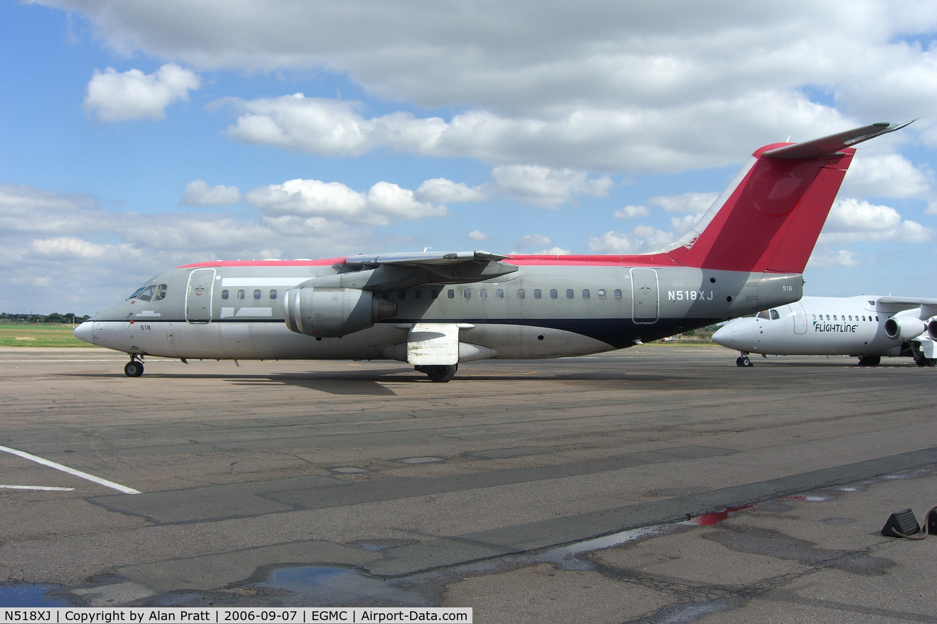 N518XJ, 1998 British Aerospace Avro 146-RJ85A C/N E2337, On stand after arrival for paintshop.
