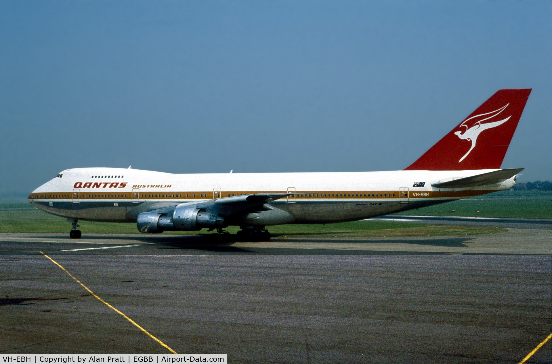 VH-EBH, 1974 Boeing 747-238B C/N 20842, The first B747 to land at Birmingham sometime in the second half of 1970`s.