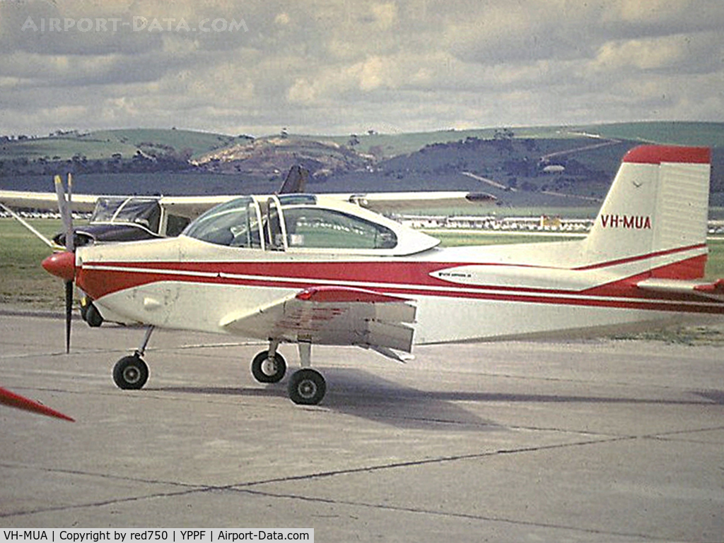 VH-MUA, 1964 Victa Airtourer 115 C/N 63, Grainy shot scanned from a slide taken at Parafield at an airshow around 1963. The aircraft was written off in a crash in 1983.