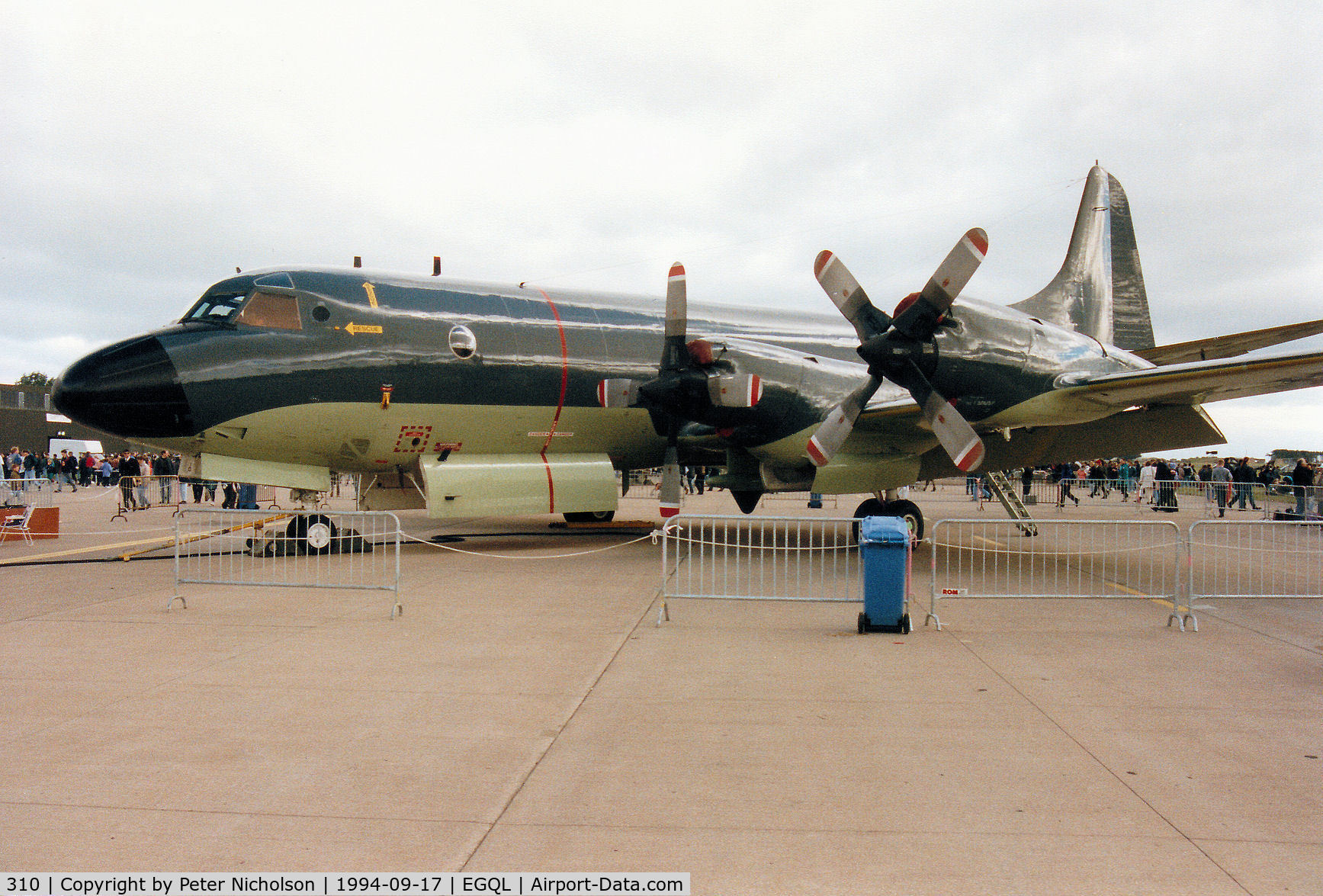 310, Lockheed P-3C Orion C/N 285E-5773, P-3C Orion of 320 Squadron Royal Netherlands Navy on display at the 1994 RAF Leuchars Airshow.