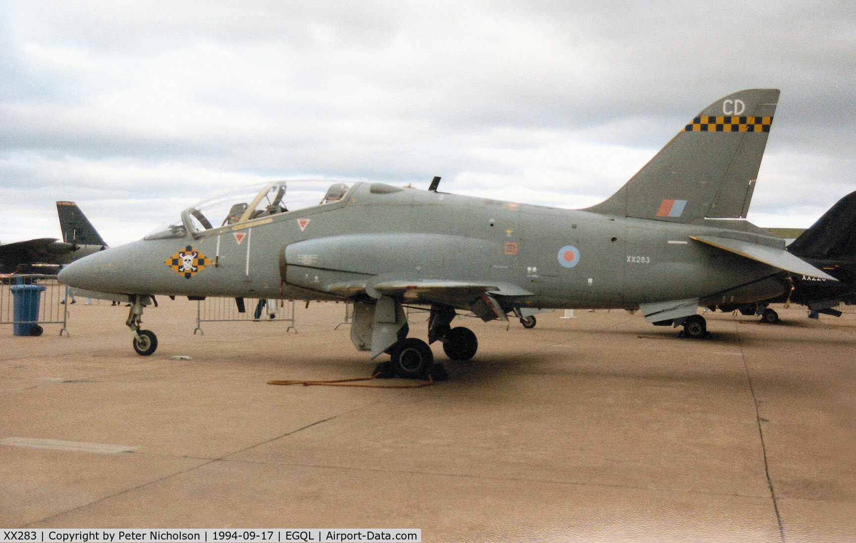 XX283, 1979 Hawker Siddeley Hawk T.1 C/N 109/312108, Hawk T.1A of 100 Squadron at RAF Leeming on display at the 1994 RAF Leuchars Airshow.