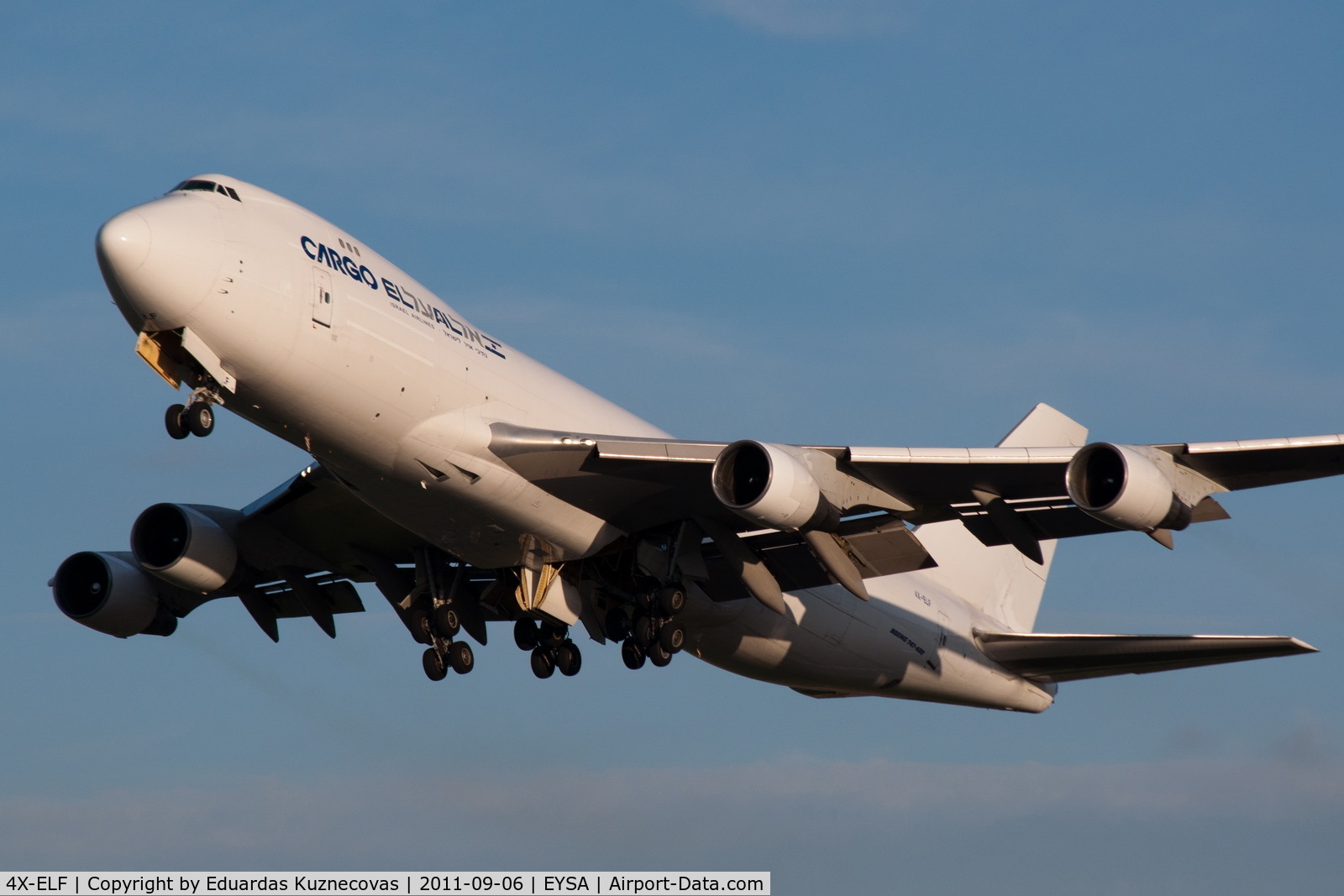 4X-ELF, 1994 Boeing 747-412F C/N 26563, Cow Charter takes off @ EYSA RWY 32R