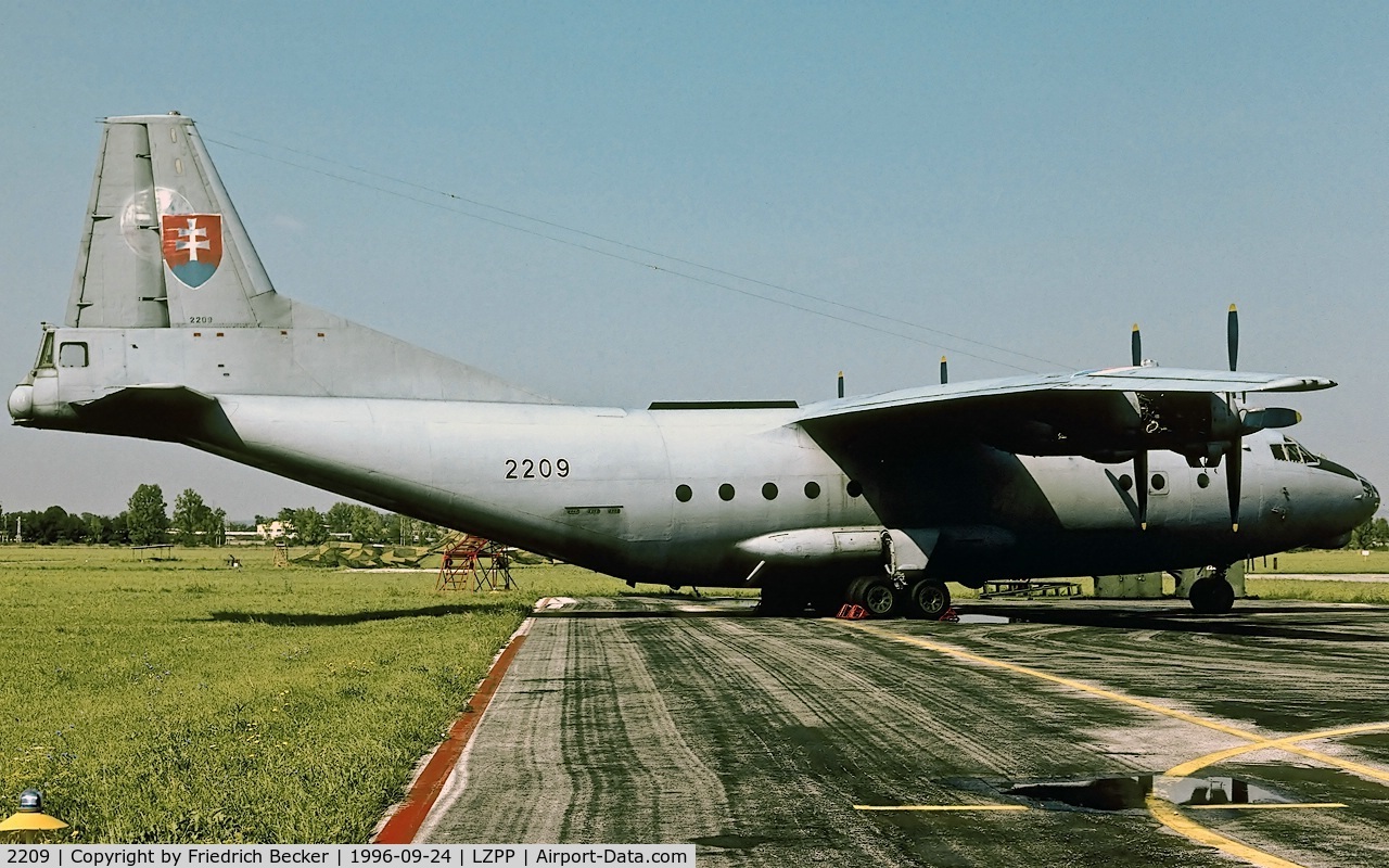 2209, 1964 Antonov An-12BP C/N 4342209, maintenace on the outer right engine at Piestany Slovakia