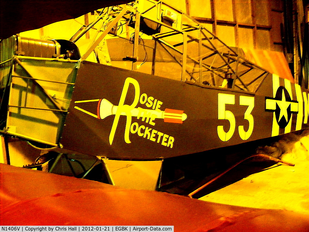 N1406V, 1944 Piper L-4J Grasshopper (J3C-65D) C/N 12891, at the rear of one of the hangars at Sywell