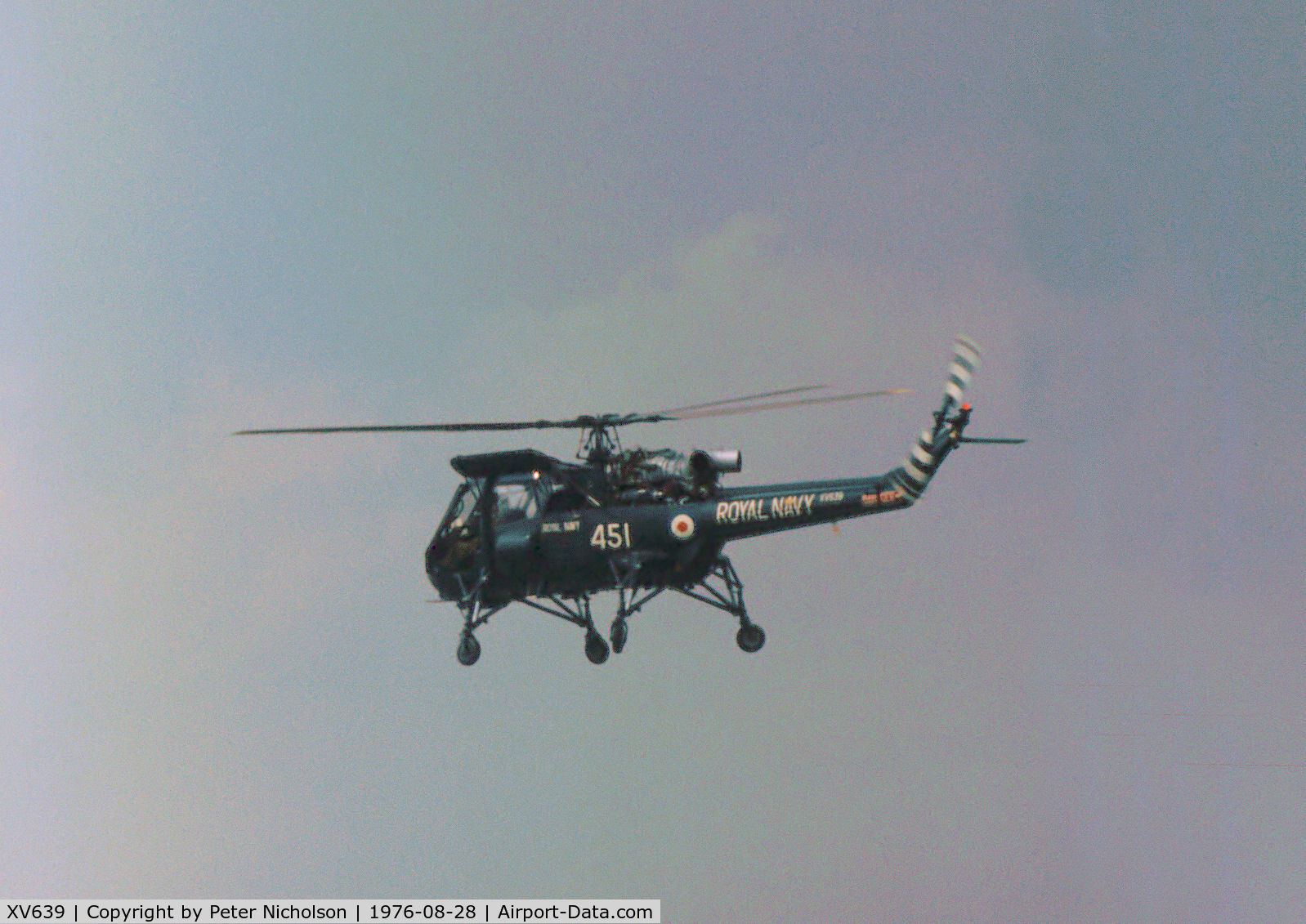 XV639, 1969 Westland Wasp HAS.1 C/N F9734, Wasp HAS.1 of 829 Squadron on dsplay at the 1976 Portsmouth Navy Day.