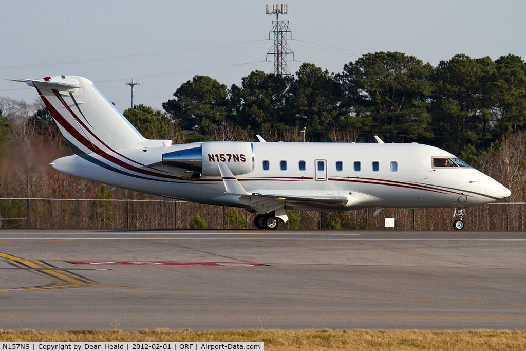 N157NS, 2010 Bombardier Challenger 605 (CL-600-2B16) C/N 5859, Norfolk Southern Railway Company's 2010 Bombardier CL-600-2B16 Challenger 605 N157NS starting takeoff roll on RWY 23 from taxiway Foxtrot intersection.