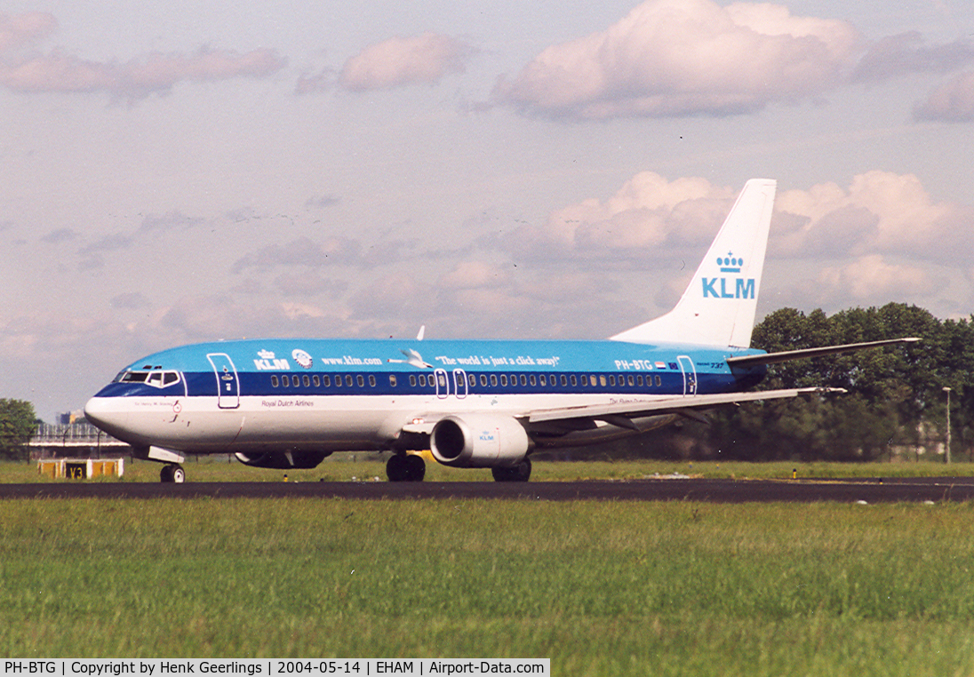 PH-BTG, 1994 Boeing 737-406 C/N 27233, KLM , spcial logo on fuselage = The World is Just a Click Away =

Old colour scheme