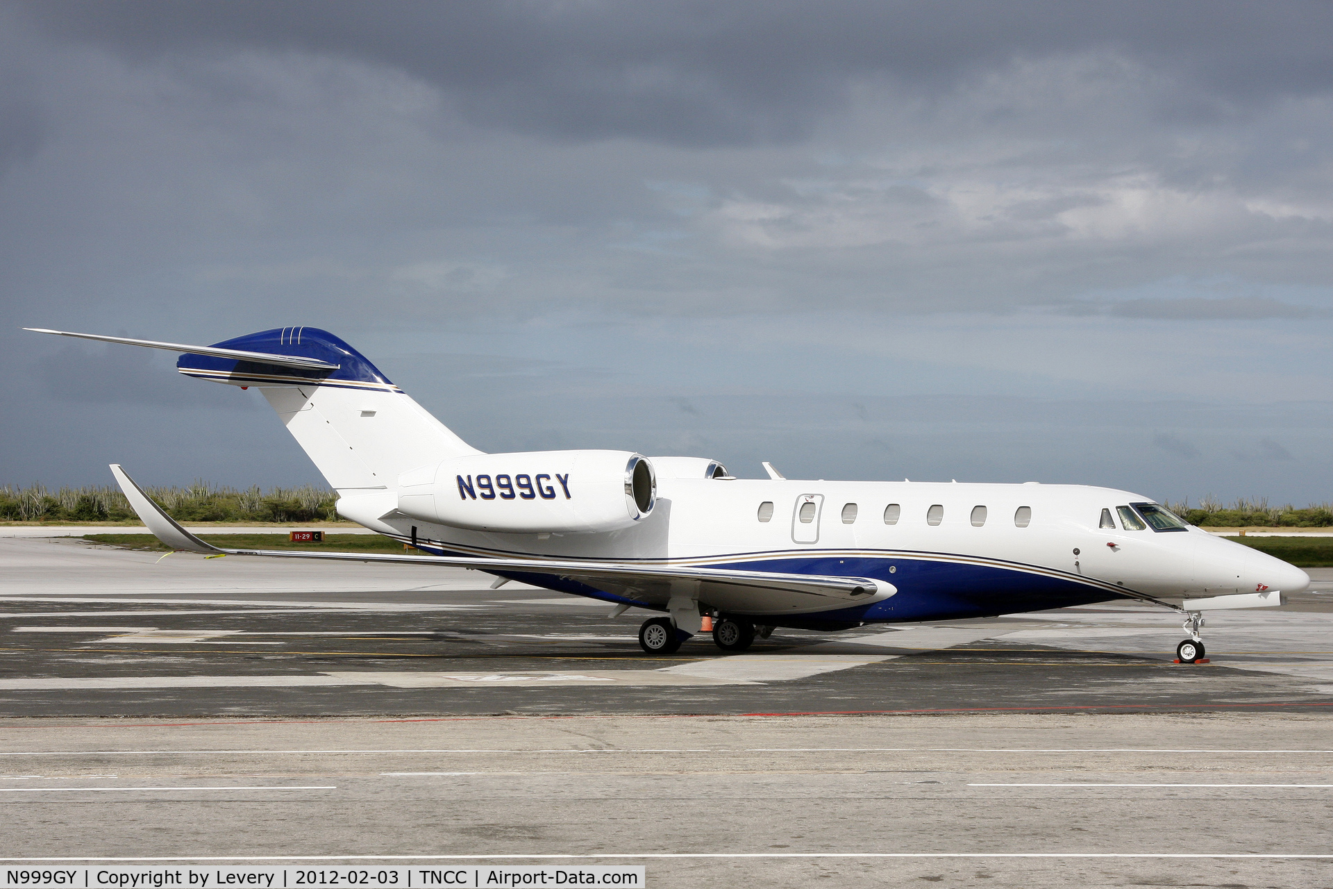 N999GY, 1998 Cessna 750 Citation X C/N 750-0063, GY parked at GEN ramp, looking nice in the Caribbean sun.