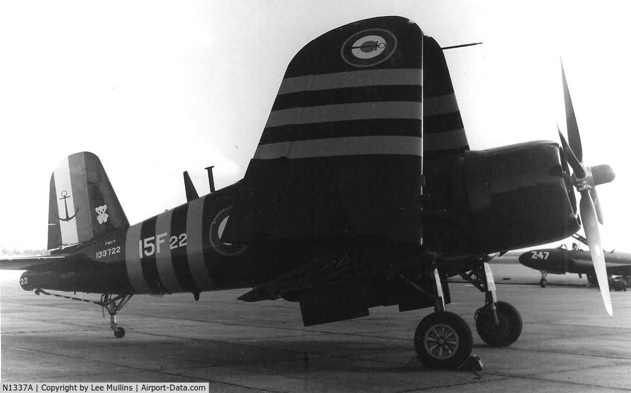 N1337A, 1952 Vought F4U-7 Corsair C/N 977, In Aeronavale markings as133722 of 15F. Duxford.