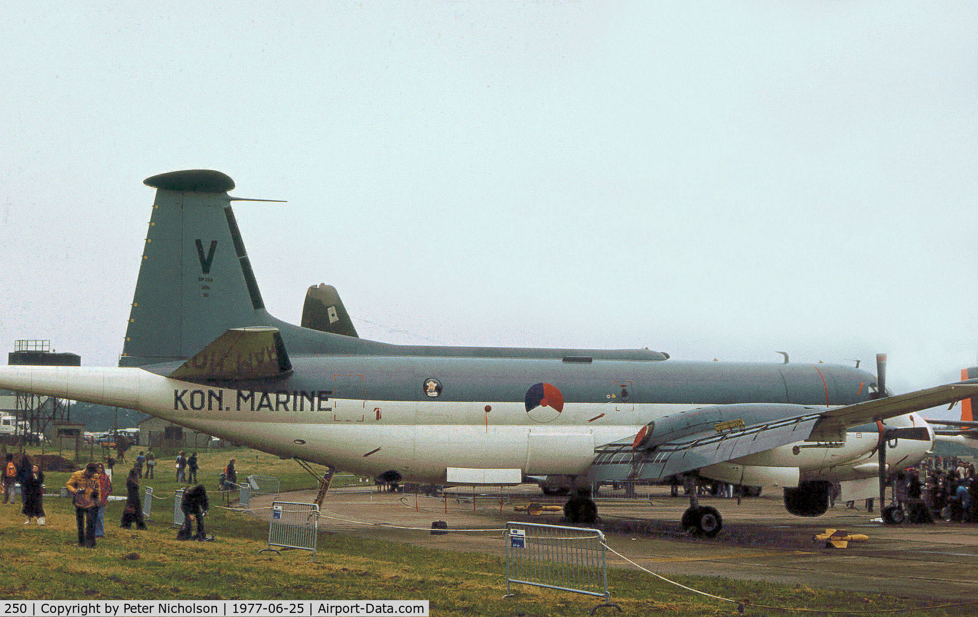 250, Breguet SP-13A Atlantic C/N 55, SP-13A Atlantic of 321 Squadron Royal Netherlands Navy on display at the 1977 Intnl Air Tattoo at RAF Greenham Common.