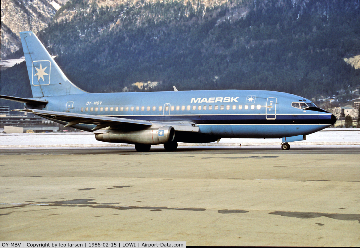 OY-MBV, 1981 Boeing 737-2L9 C/N 22735, Innsbruck Austria 15.2.86