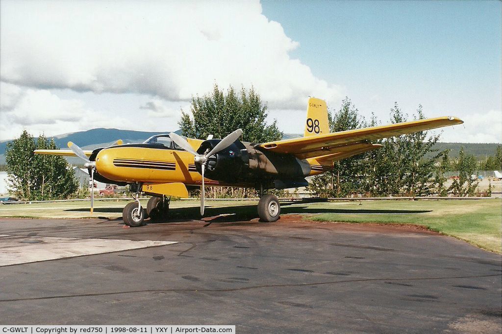 C-GWLT, 1944 Douglas A-26B Invader C/N 28057, Photograph by Edwin van Opstal with permission. Scanned from a color print. Taken at Whitehose, Yukon, Canada.