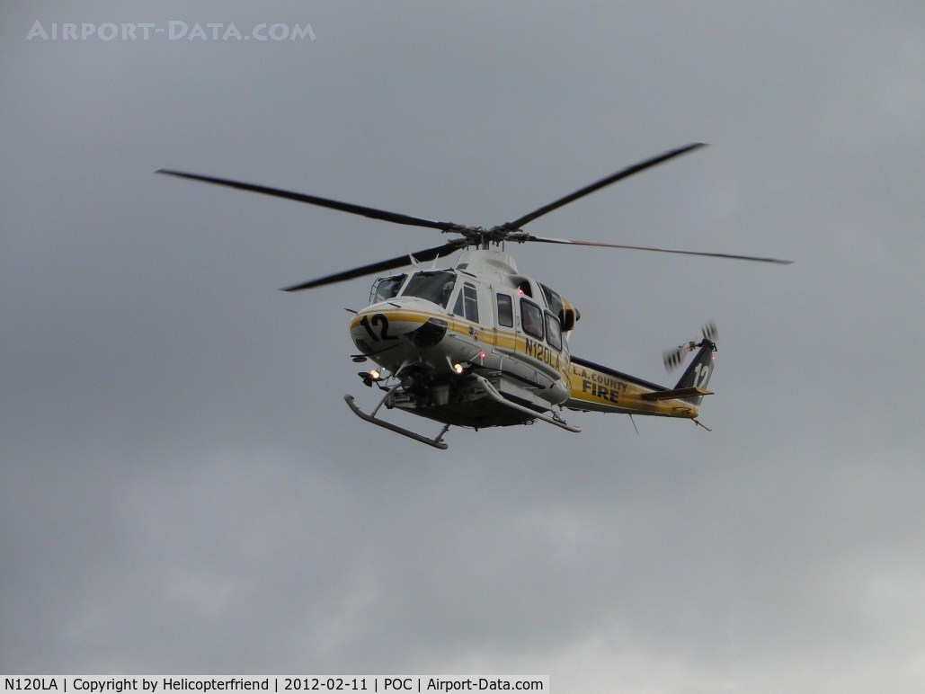 N120LA, 2007 Bell 412EP C/N 36455, On final over taxiway Sierra for LA County Air Ops helipad #2