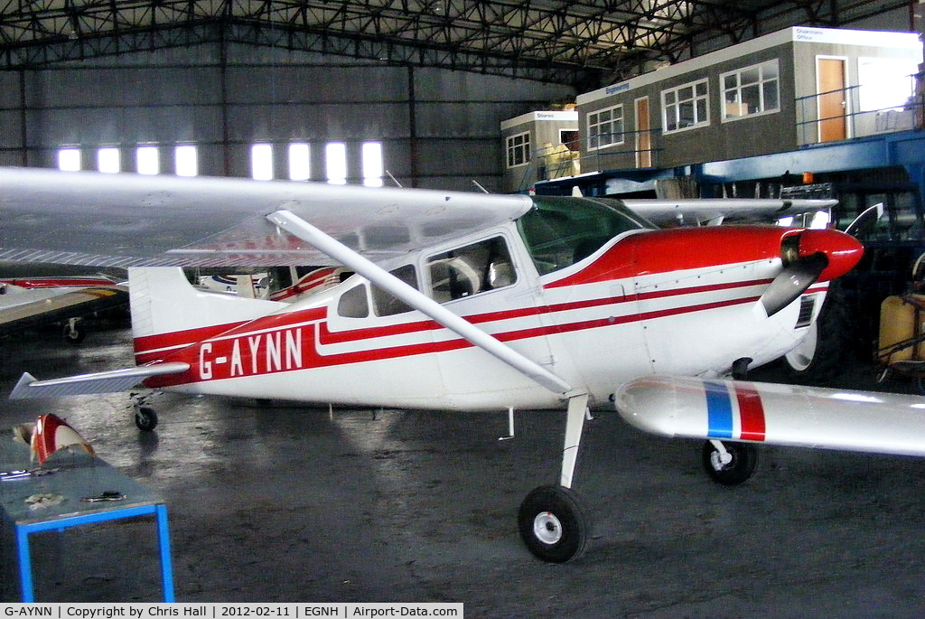 G-AYNN, 1962 Cessna 185B Skywagon C/N 185-0518, inside the Blackpool Air Centre hangar