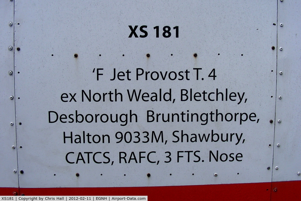 XS181, 1963 BAC Jet Provost T.4 C/N PAC/W/22167, history of this Jet Provost nose now at Blackpool