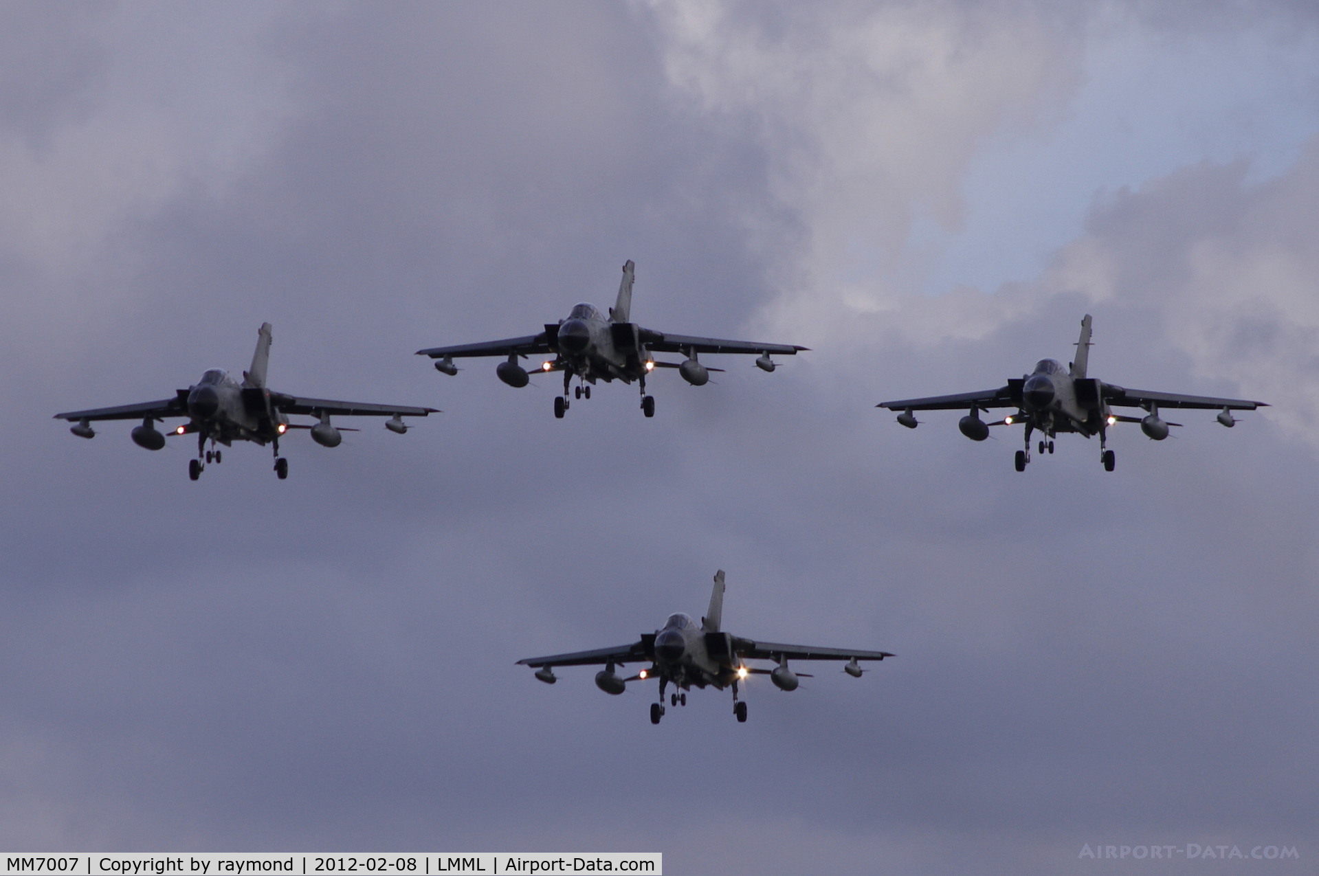 MM7007, Panavia Tornado IDS C/N 114/IS006/5010, Italian Air Force Tornadoes MM7007, MM7044, MM7071 & MM7083 approaching for an overshoot with full gear on Runway31 prior to landing.