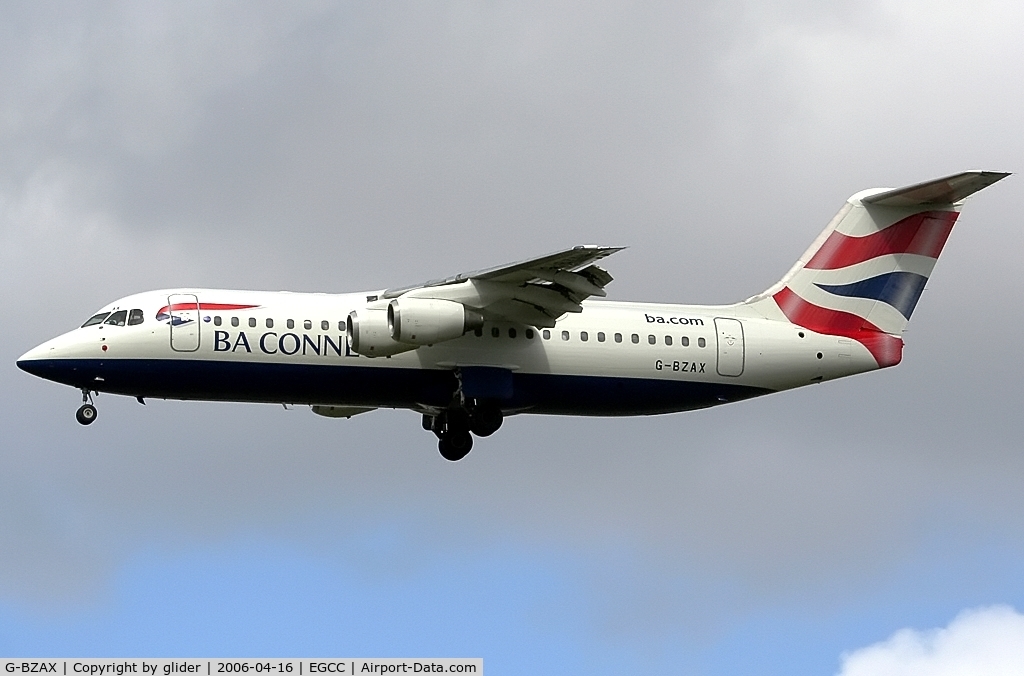 G-BZAX, 1999 British Aerospace Avro 146-RJ100 C/N E3356, Domestic arrival