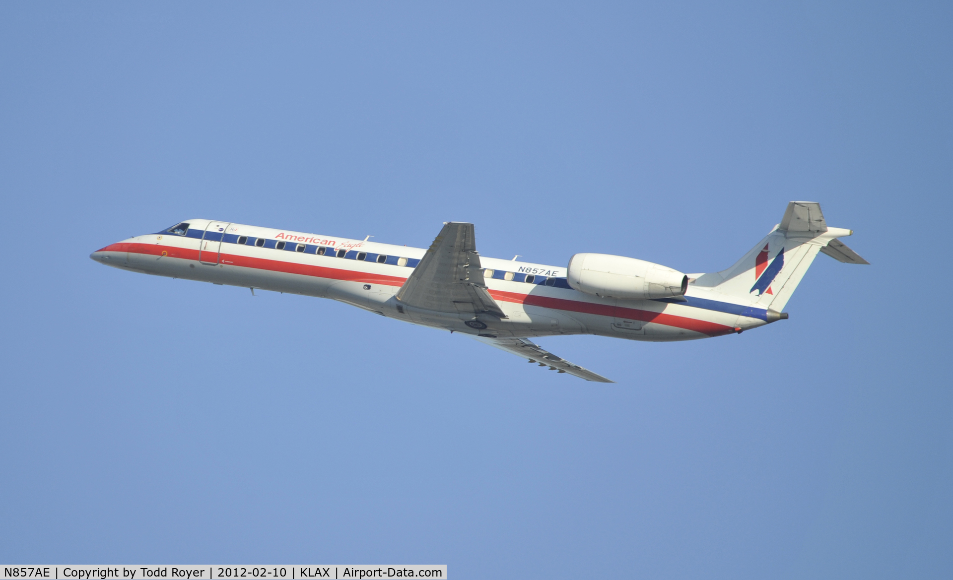 N857AE, 2003 Embraer ERJ-140LR (EMB-135KL) C/N 145752, Departing LAX on 25R