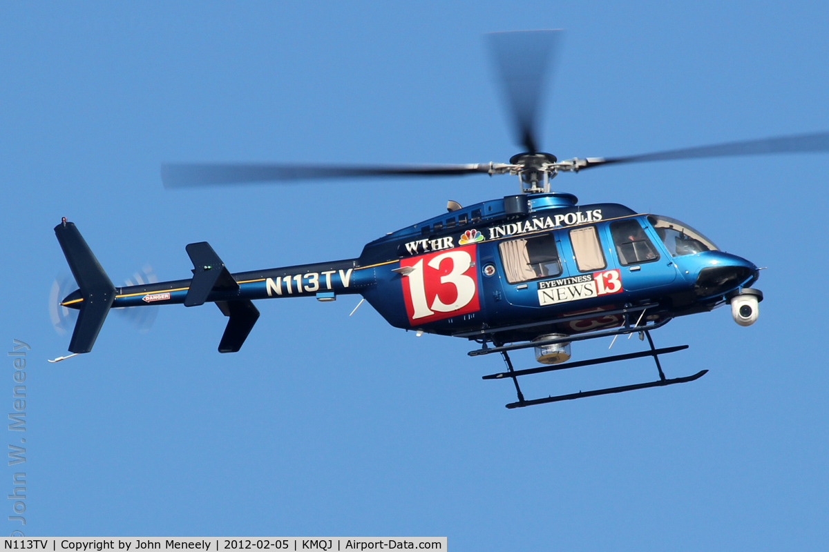 N113TV, 1998 Bell 407 C/N 53242, Channel 13 (Indianapolis) Bell 407 about to land