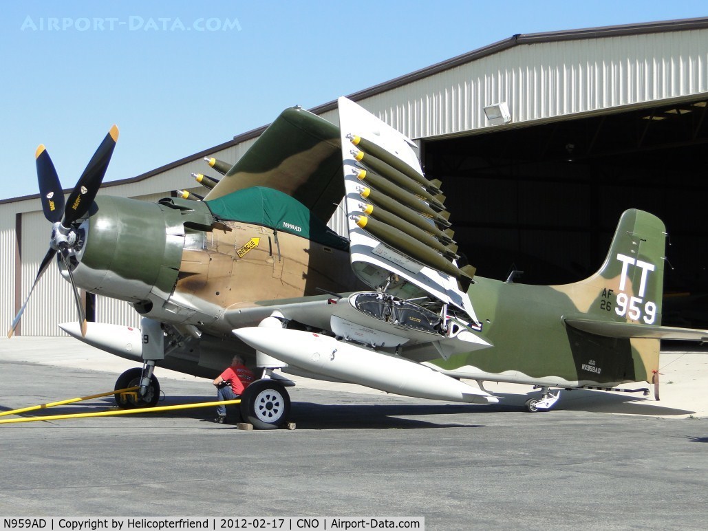N959AD, Douglas A-1D Skyraider (AD-4NA) C/N 7759, Covered up and just towed out of Planes of Fame hanger