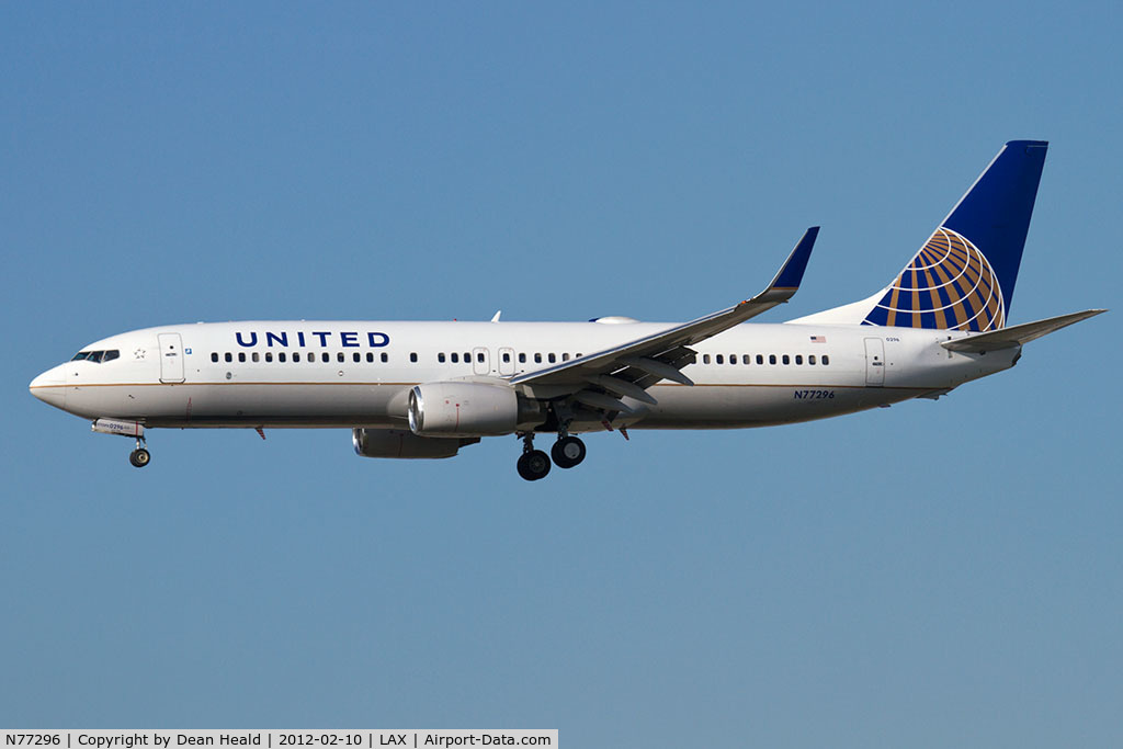 N77296, 2005 Boeing 737-824 C/N 34002, United Airlines N77296 (FLT UAL1538) from Guadalajara Don Miguel Hidalgo y Costilla Int'l (MMGL/GDL) on short final to RWY 25L.