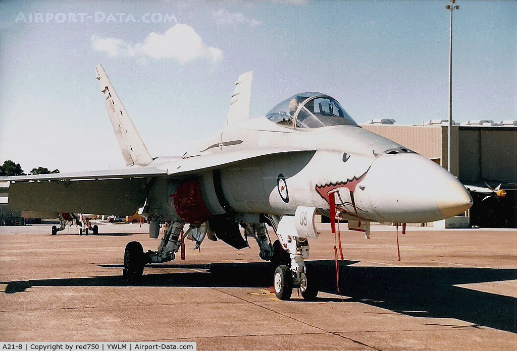 A21-8, 1986 McDonnell Douglas F/A-18A Hornet C/N 306/AF-08, Photograph by Edwin van Opstal with permission. Scanned from a color print.