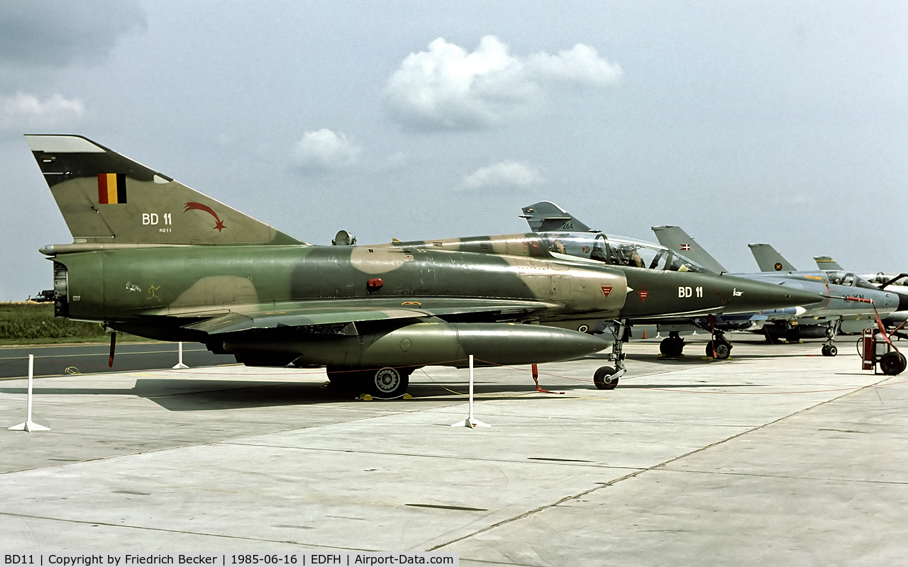 BD11, SABCA Mirage 5BD C/N 211, Mirage 5BD, static display at the 1985 open house at Hahn AB