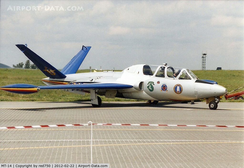 MT-14, Fouga CM-170R Magister C/N 271, Photograph by Edwin van Opstal with permission. Scanned from a color print.