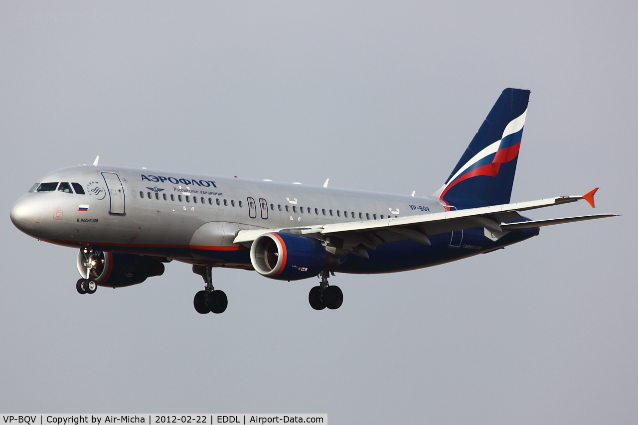 VP-BQV, 2006 Airbus A320-214 C/N 2920, Aeroflot, Airbus A320-214, CN: 2920, Aircraft Name: V. Vasnetsov
