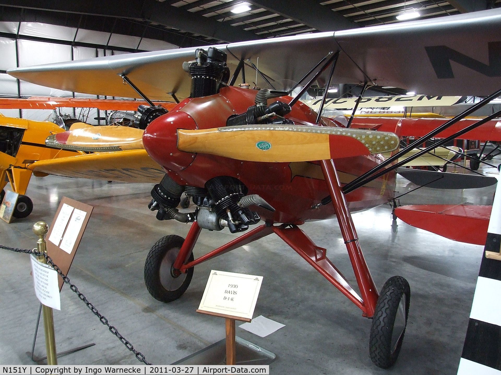 N151Y, 1930 Davis D-1-K C/N 510, Davis D-1-K at the Western Antique Aeroplane and Automobile Museum, Hood River OR