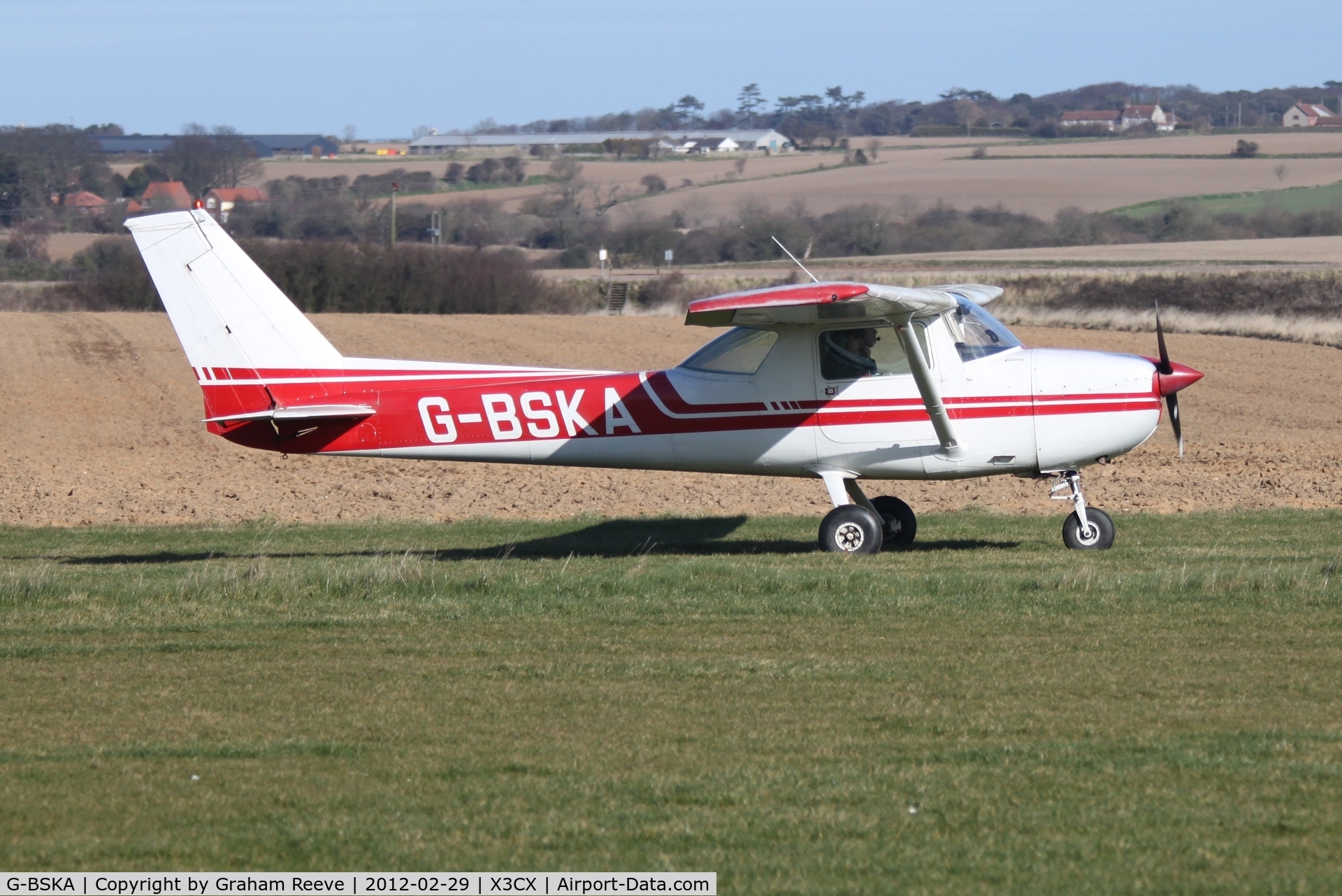 G-BSKA, 1974 Cessna 150M C/N 150-76137, Just landed at Northrepps.