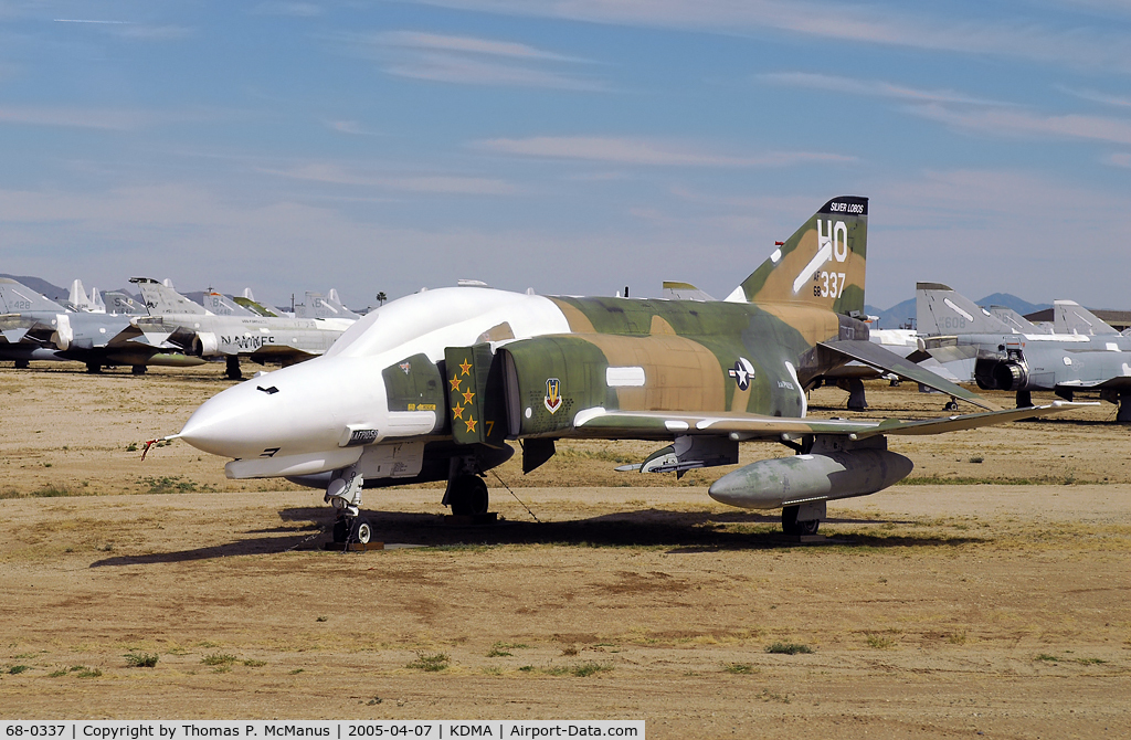 68-0337, 1968 McDonnell Douglas F-4E Phantom II C/N 3381, The Aircraft of ACE Capt. Steve Ritchie, 20th F/S. Vietnam.  In storage at AMARC, (KDMA), Tucson, AZ.