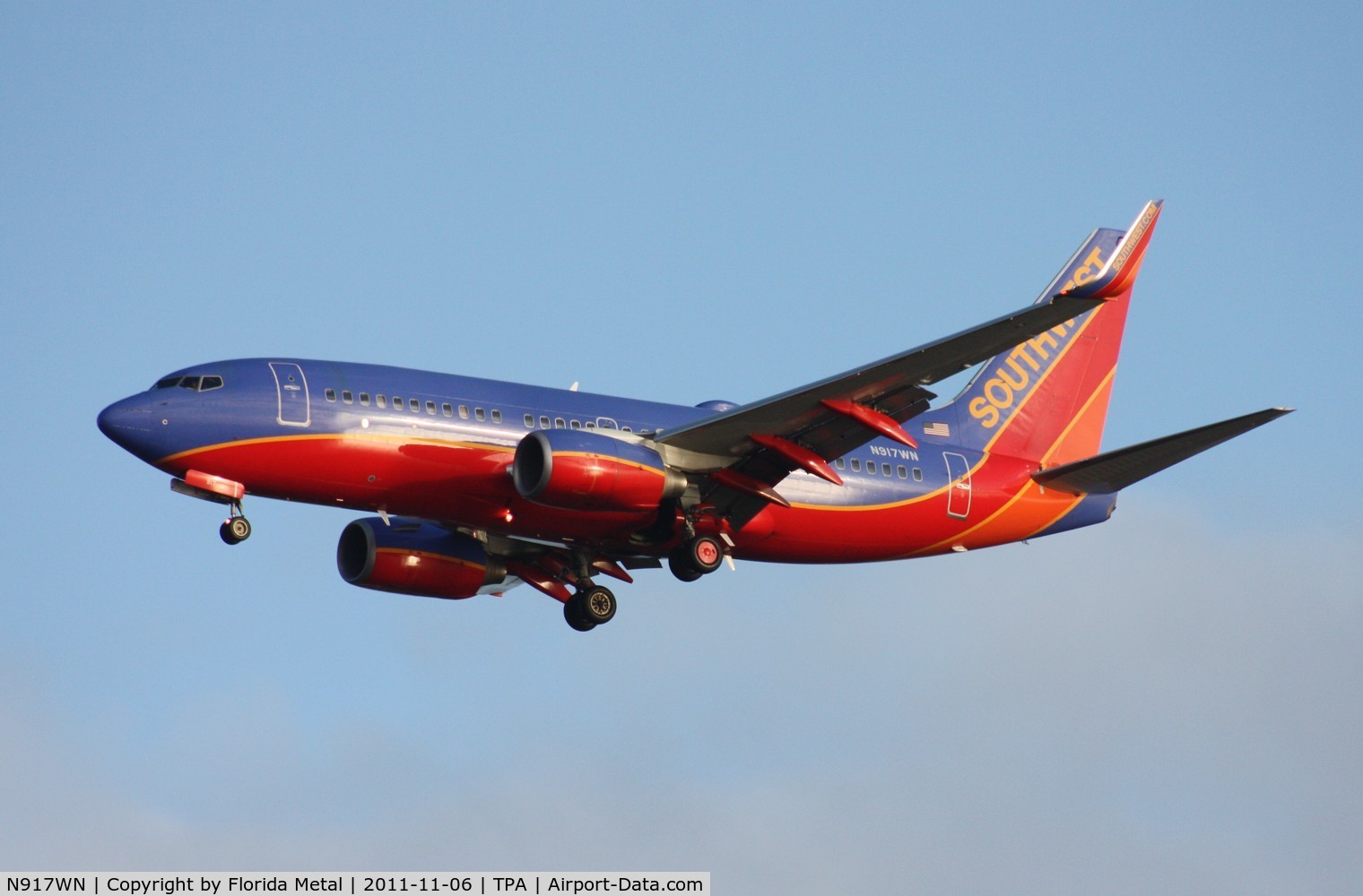 N917WN, 2008 Boeing 737-7H4 C/N 36624, Southwest 737