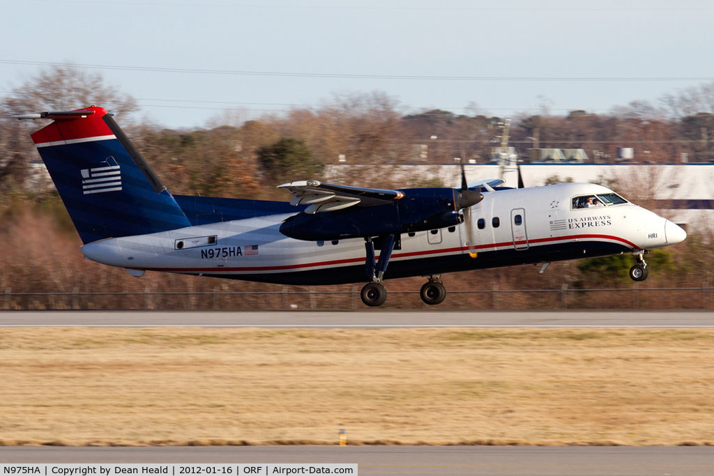 N975HA, Boeing DHC-8-102 C/N 176, US Airways Express (Piedmont Airlines) N975HA (FLT PDT4357) departing RWY 23 en route to Philadelphia Int'l (KPHL).