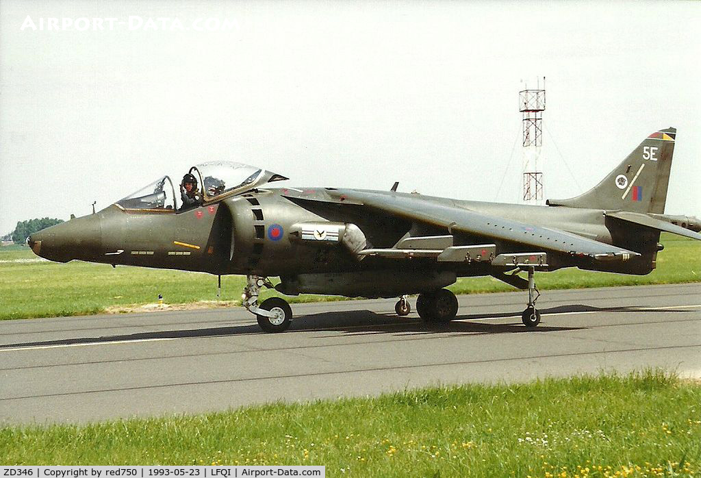 ZD346, 1988 British Aerospace Harrier GR.5 C/N P13, Photograph by Edwin van Opstal with permission. Scanned from a color print.