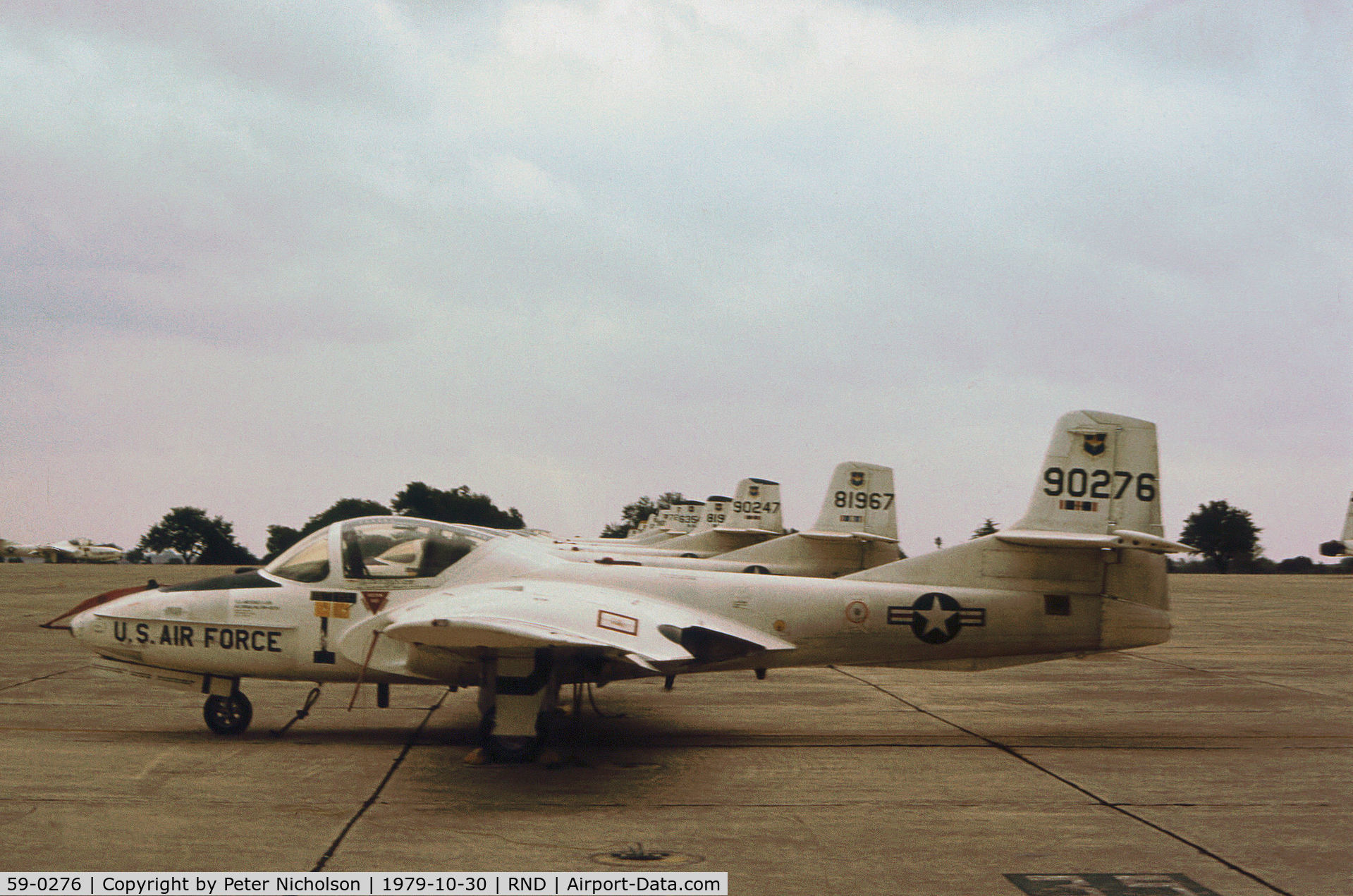 59-0276, 1959 Cessna T-37B Tweety Bird C/N 40438, Cessna T-37B of the 12th Flying Training Wing on the flight-line at Randolph AFB in November 1979.
