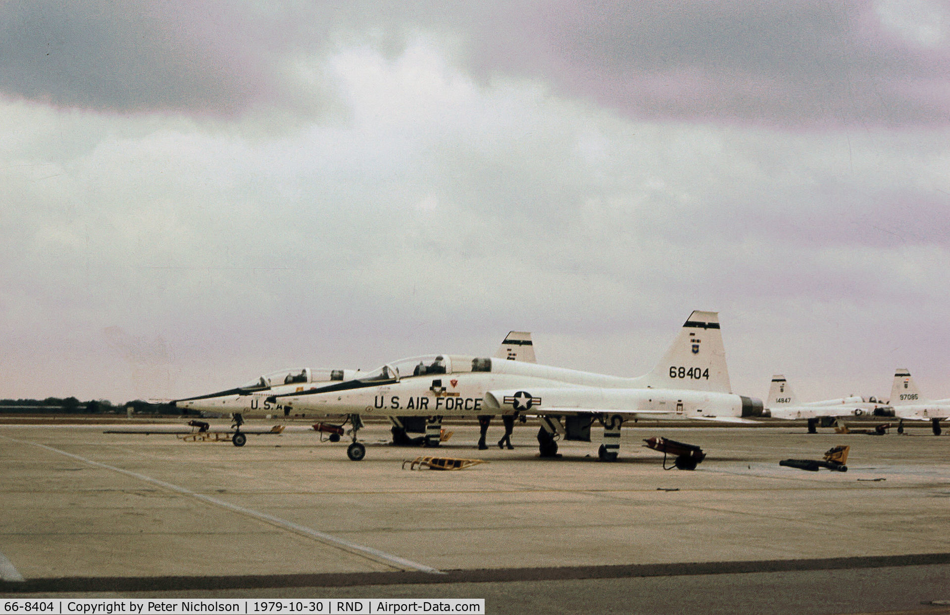 66-8404, 1966 Northrop T-38A Talon C/N N.5989, T-38A Talon of the 12th Flying Training Wing on the flight-line at Randolph AFB in November 1979.