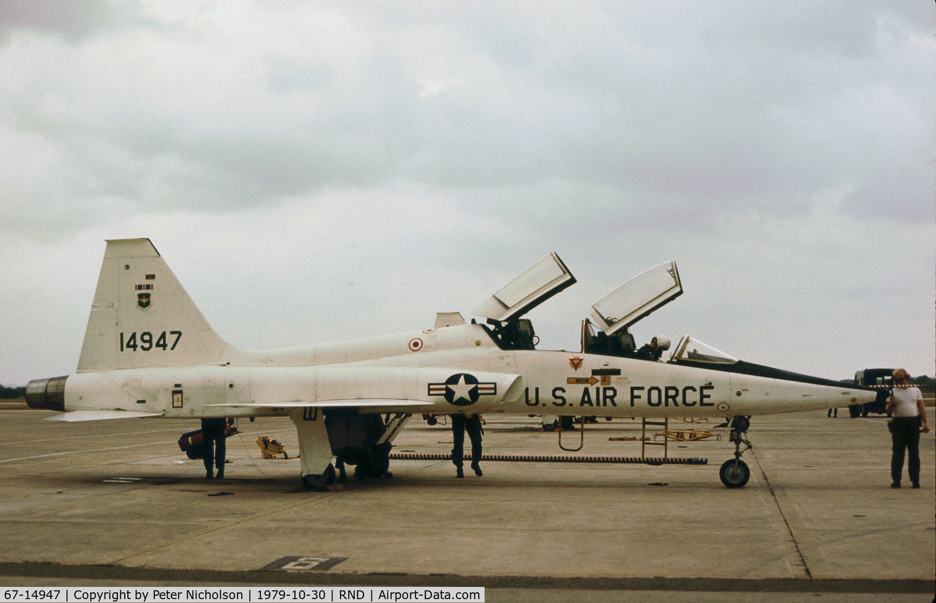 67-14947, 1967 Northrop T-38A-70-NO Talon C/N T.6088, T-38A Talon of the 12th Flying Training Wing on the flight-line at Randolph AFB in November 1979.